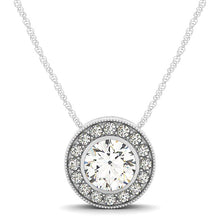 Load image into Gallery viewer, Diamond Halo with Center Bezel in 14k White Gold (5/8 cttw)
