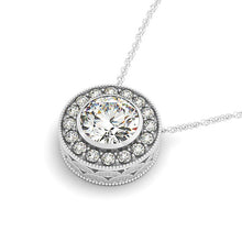 Load image into Gallery viewer, Diamond Halo with Center Bezel in 14k White Gold (5/8 cttw)
