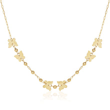 Load image into Gallery viewer, 14k Yellow Gold 18 inch Necklace with Polished Butterflies and Beads
