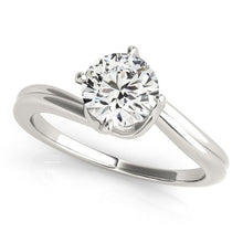 Load image into Gallery viewer, 14k White Gold Bypass Style Solitaire Round Diamond Engagement Ring (1 cttw)
