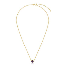 Load image into Gallery viewer, 14k Yellow Gold 17 inch Necklace with Round Amethyst
