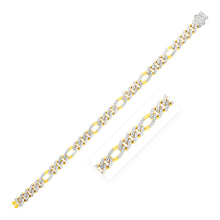 Load image into Gallery viewer, Modern Lite Figaro with White Pave Chain in 14K Yellow Gold (8.0mm)
