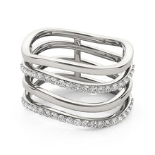 Load image into Gallery viewer, 14k White Gold Multiple Band Design Ring with Diamonds (3/8 cttw)
