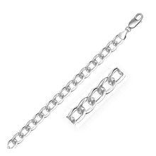 Load image into Gallery viewer, Rhodium Plated 7.2mm Sterling Silver Curb Style Bracelet
