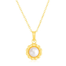 Load image into Gallery viewer, 14k Yellow Gold Flower Necklace with Pearl
