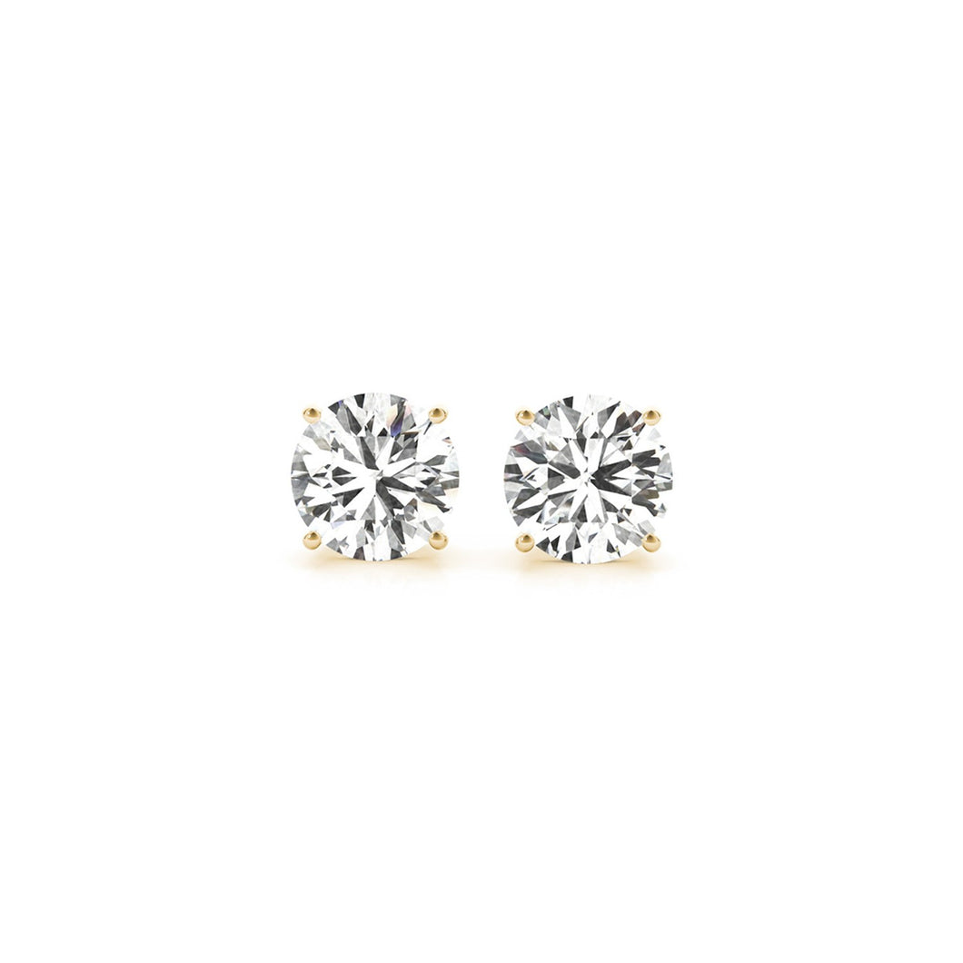 2 cttw Certified IGI Lab Grown Round Diamond Stud Earrings 14k Yellow Gold (G/VS2)-0