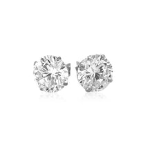 Load image into Gallery viewer, 14k White Gold 8.0mm Round CZ Stud Earrings
