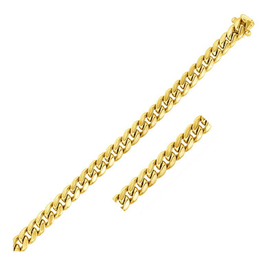 7.2mm 10k Yellow Gold Semi Solid Miami Cuban Bracelet-0