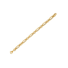 Load image into Gallery viewer, 14k Yellow Gold Italian Alternating Paperclip Round Links Bracelet-0
