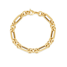 Load image into Gallery viewer, 14k Yellow Gold Italian Alternating Paperclip Round Links Bracelet-1
