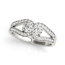 Load image into Gallery viewer, Two Stone Split Shank Design Diamond Ring in 14k White Gold (3/4 cttw)
