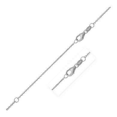 Double Extendable Diamond Cut Cable Chain in 10k White Gold (0.87mm)-0