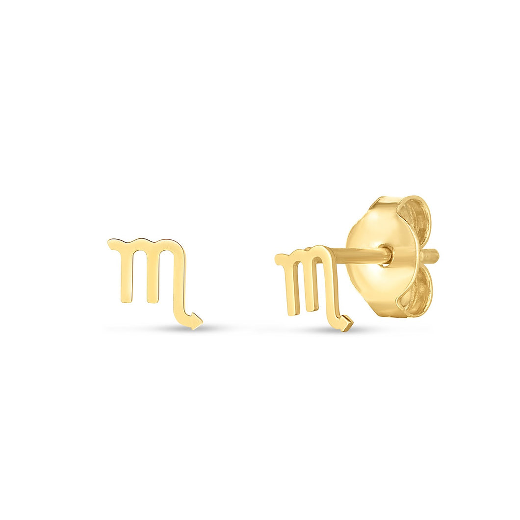 14k Yellow Gold Scorpio Stud Earrings-0