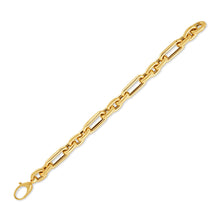 Load image into Gallery viewer, 14k Yellow Gold Italian Alternating Paperclip Oval Links Bracelet-0
