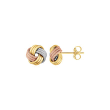 Load image into Gallery viewer, Love Knot Post Earrings in 14k Tri Color Gold
