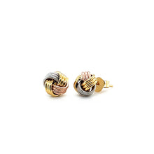 Load image into Gallery viewer, Love Knot Post Earrings in 14k Tri Color Gold
