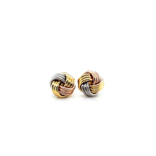 Load image into Gallery viewer, Love Knot Post Earrings in 14k Tri Color Gold
