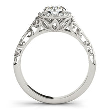 Load image into Gallery viewer, 14k White Gold Halo Antique Style Round Diamond Engagement Ring (5/8 cttw)
