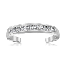 Load image into Gallery viewer, Sterling Silver Rhodium Finished Toe Ring with White Tone Cubic Zirconia Accents
