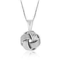 Load image into Gallery viewer, Sterling Silver Pendant with a Ridge Textured Love Knot Design
