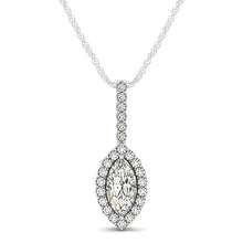 Load image into Gallery viewer, Marquis Shape Diamond Halo Pendant in 14k White Gold (2/3 cttw)
