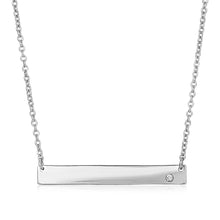 Load image into Gallery viewer, Sterling Silver Polished Bar Necklace with Cubic Zirconia
