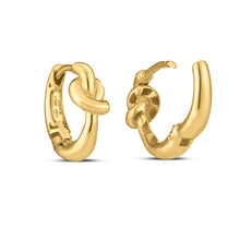 Load image into Gallery viewer, 14k Yellow Gold Love knot Hoops-1
