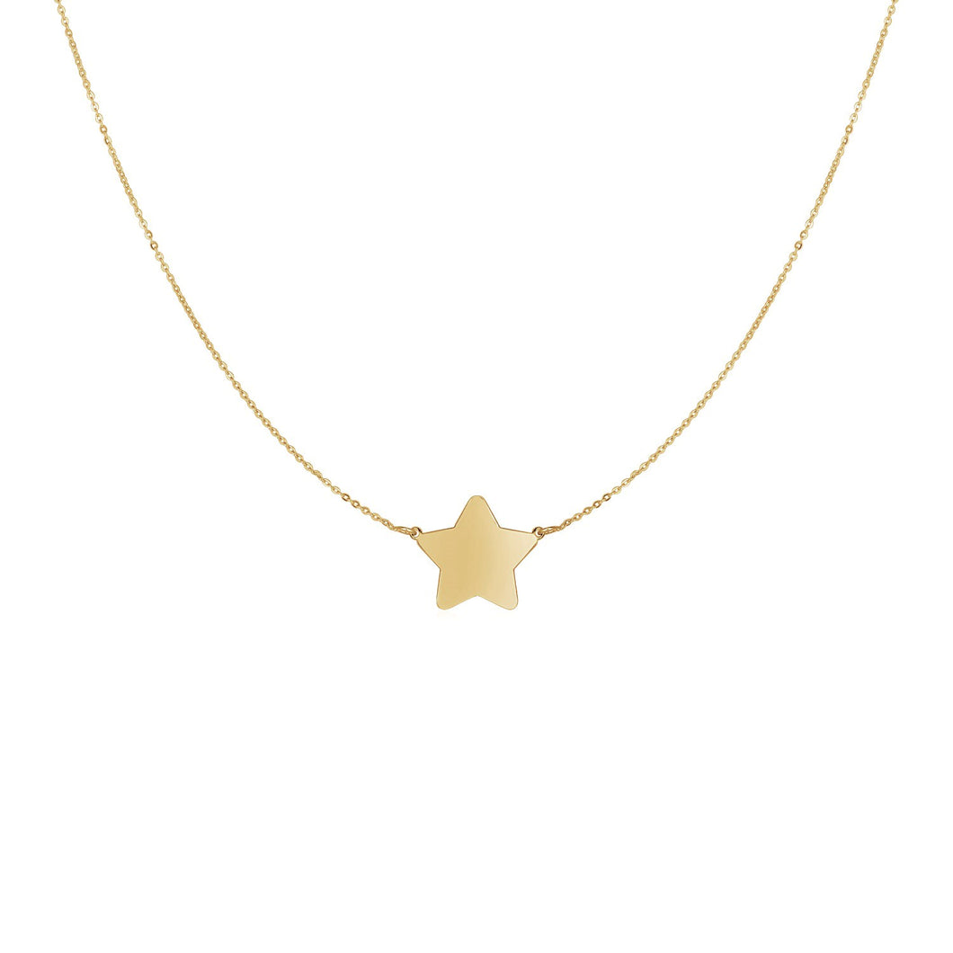 14k Yellow Gold Necklace with Five Pointed Star