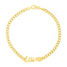 Load image into Gallery viewer, 14k Yellow Gold 7 inch Curb Chain Love Bracelet
