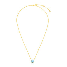 Load image into Gallery viewer, 14k Yellow Gold 17 inch Necklace with Cushion Blue Topaz
