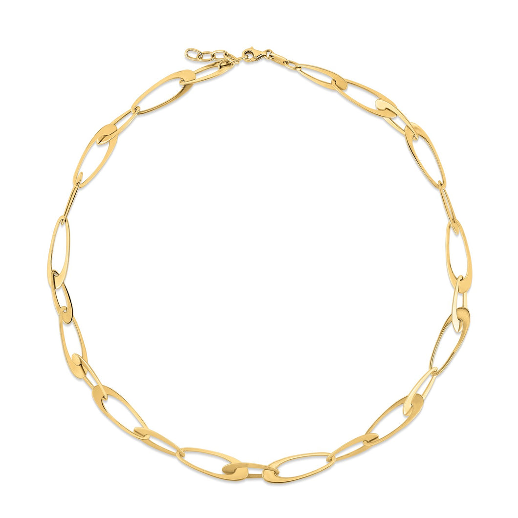 14K Yellow Gold Italian Oval Links Necklace-0