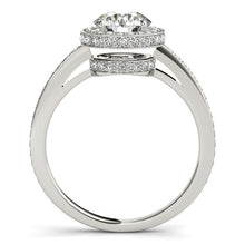 Load image into Gallery viewer, 14k White Gold Round Diamond Engagement Ring with Pave Set Halo (1 1/2 cttw)
