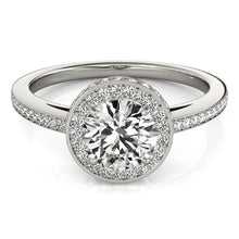 Load image into Gallery viewer, 14k White Gold Round Diamond Engagement Ring with Pave Set Halo (1 1/2 cttw)
