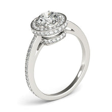 Load image into Gallery viewer, 14k White Gold Round Diamond Engagement Ring with Pave Set Halo (1 1/2 cttw)
