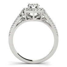 Load image into Gallery viewer, 14k White Gold Diamond Engagement Ring with Hexagon Halo Border (7/8 cttw)
