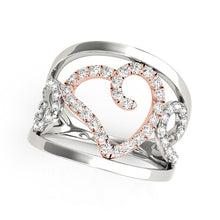 Load image into Gallery viewer, Heart Motif Filigree Style Diamond Ring in 14k White And Rose Gold (1/4 cttw)
