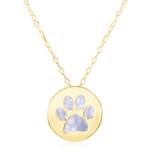 Load image into Gallery viewer, 14k Yellow Gold Necklace with Dog Paw Print Symbol in Mother of Pearl
