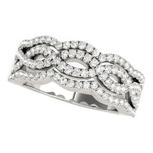 Load image into Gallery viewer, Diamond Studded Ring with Four Curves in 14k White Gold (5/8 cttw)
