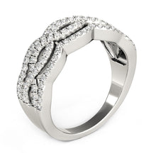 Load image into Gallery viewer, Diamond Studded Ring with Four Curves in 14k White Gold (5/8 cttw)
