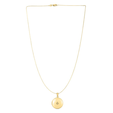 14k Yellow Gold Round North Star Locket Necklace-0