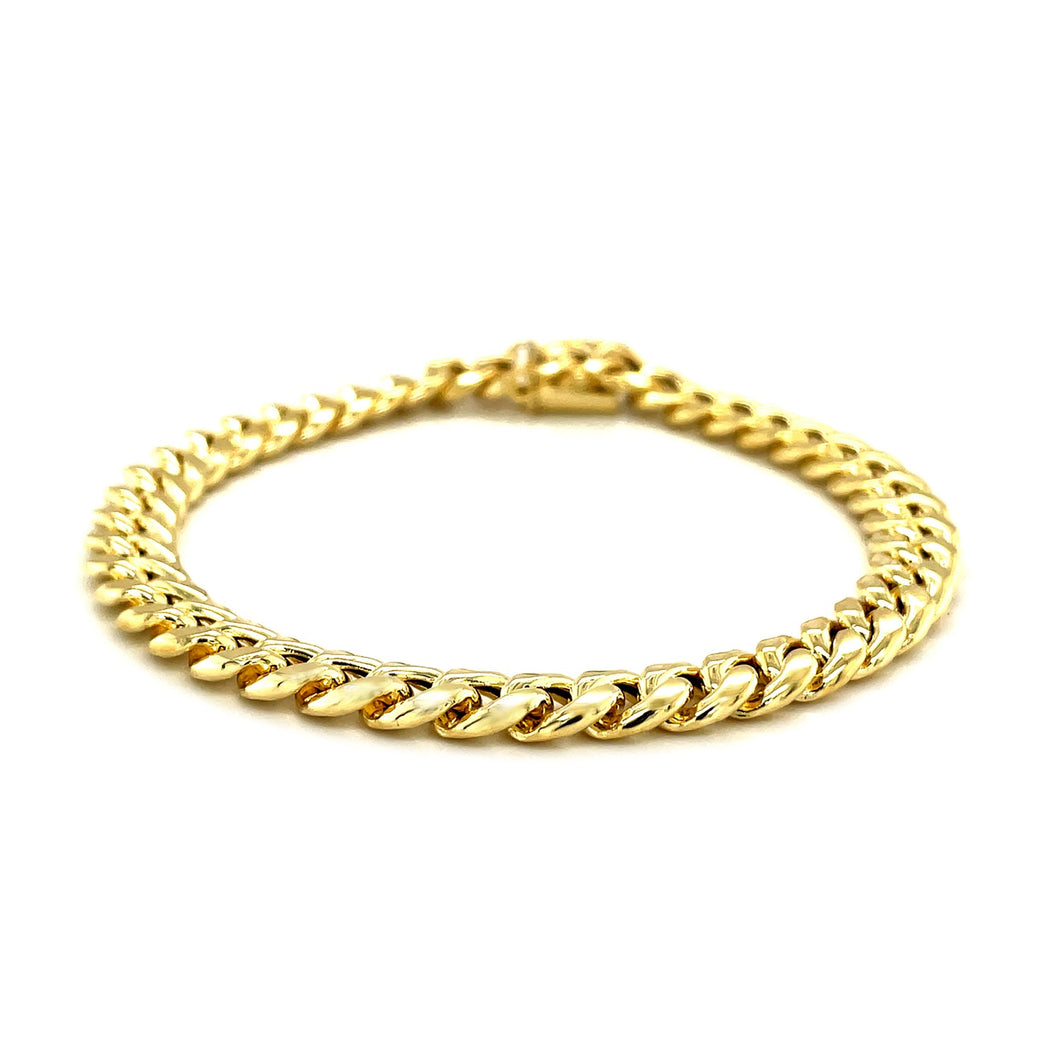 7.5mm 14k Yellow Gold Semi Solid Miami Cuban Bracelet