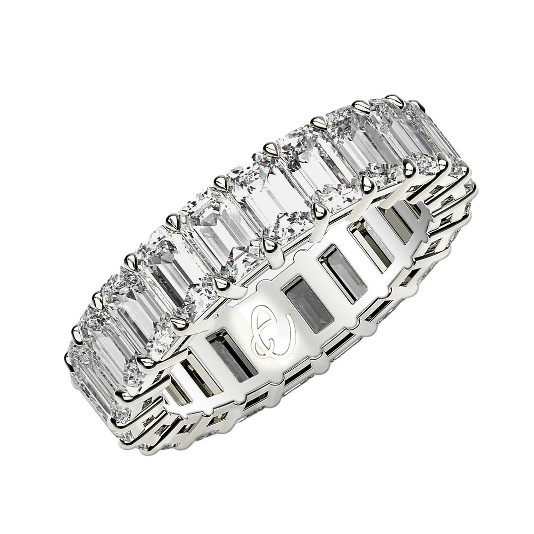 Emerald Cut Lab Grown Diamond Eternity Ring in 14k White Gold (2 cttw FG/VS2)-0