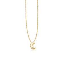 Load image into Gallery viewer, 14k Yellow Gold Polished Moon Necklace with Diamond
