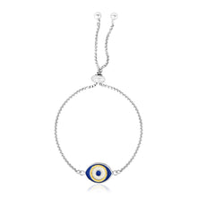 Load image into Gallery viewer, Sterling Silver Adjustable Two Toned Enameled Evil Eye Friendship Bracelet
