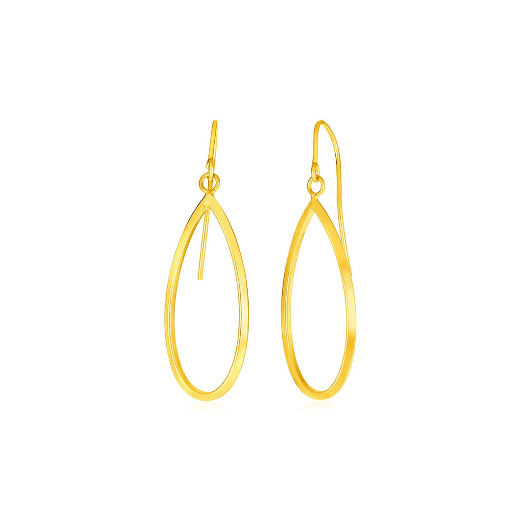 14k Yellow Gold Earrings with Polished Open Teardrop Dangles