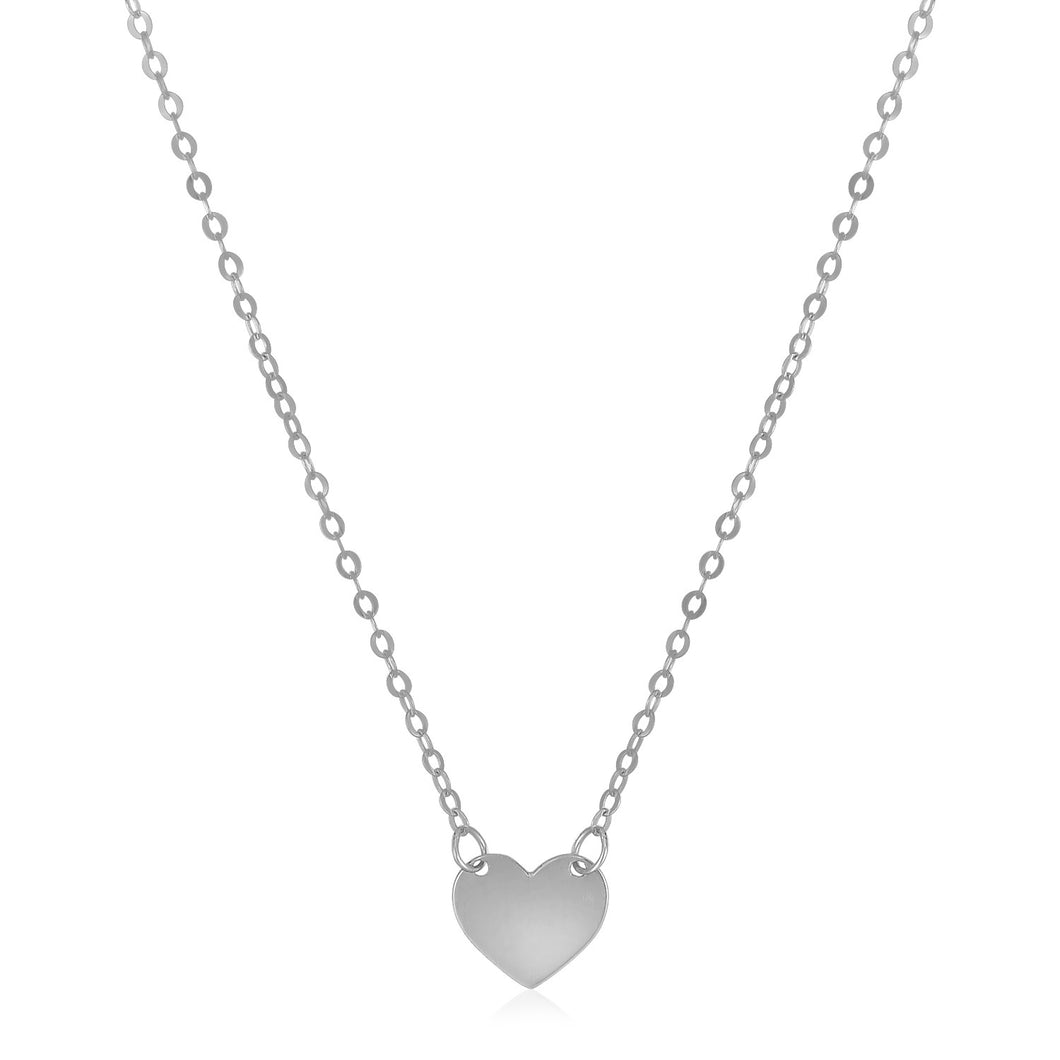 14k White Gold Polished Mini Heart Necklace