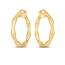 Load image into Gallery viewer, 14k Yellow Gold Large Bamboo Hoops (35mm)-1
