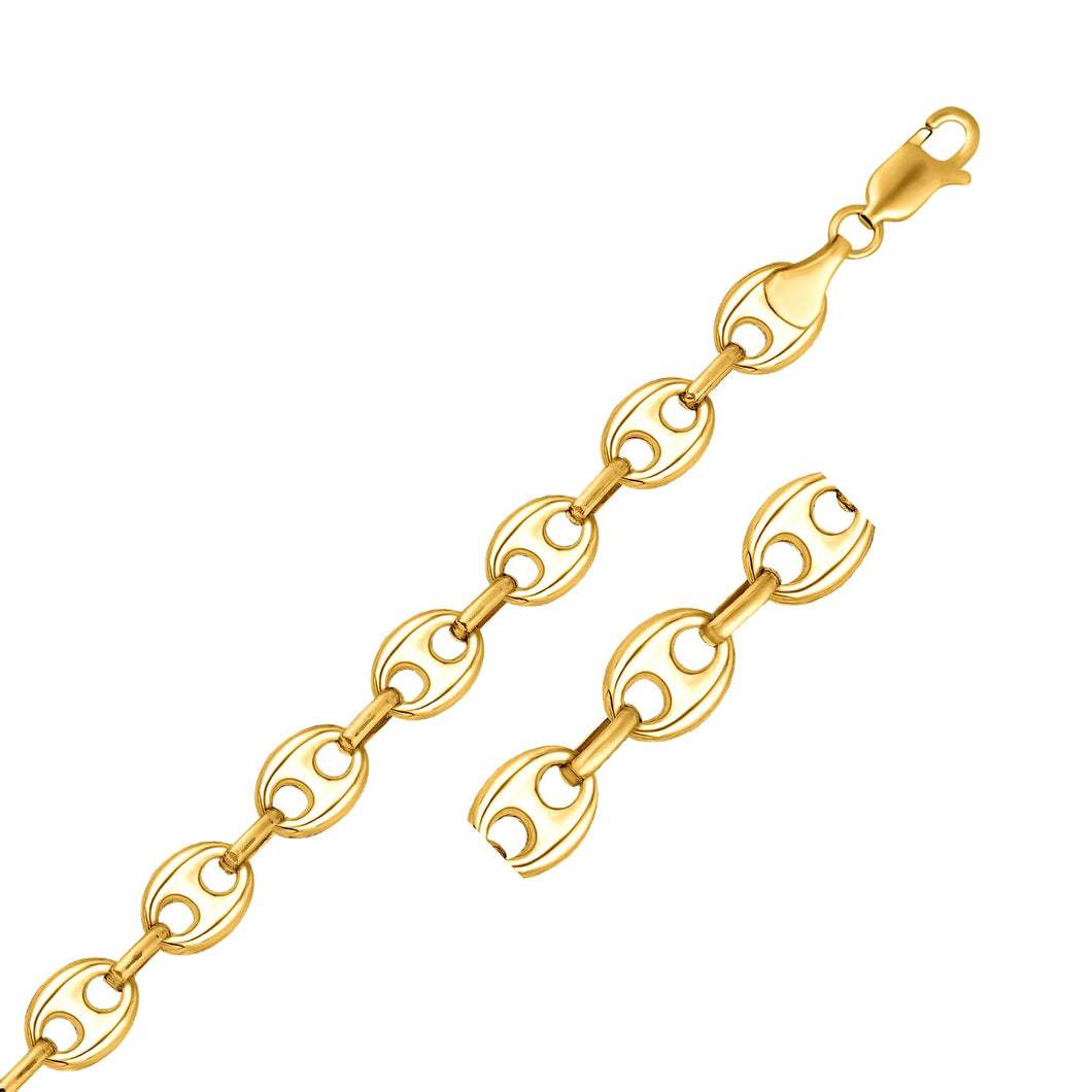 9.0mm 14k Yellow Gold Puffed Mariner Link Chain-0