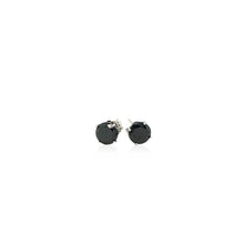 Load image into Gallery viewer, 14k White Gold Stud Earrings with Black 5mm Faceted Cubic Zirconia
