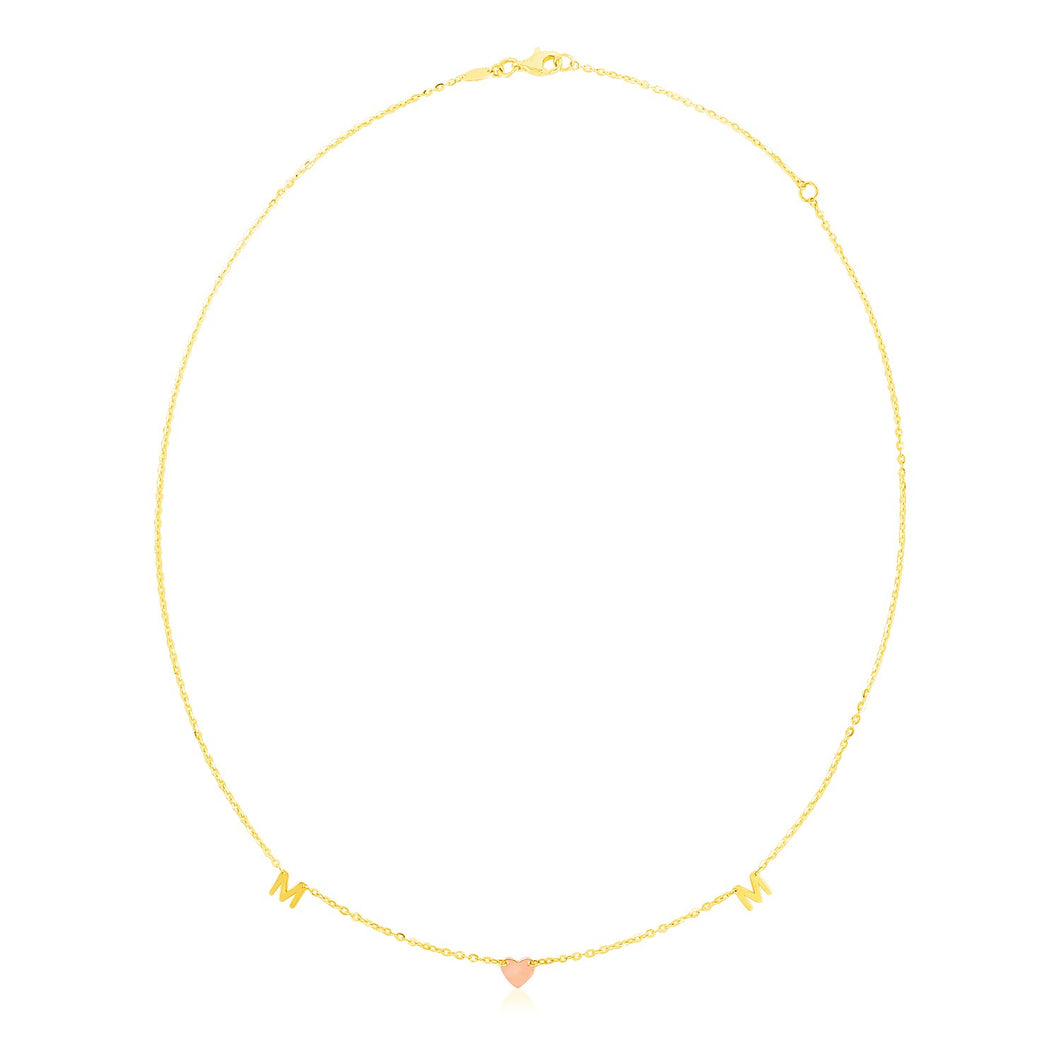 14k Yellow and Rose Gold Mom Necklace